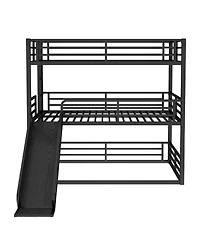 Streamdale Furniture Triple Bunk Bed with Slide, Metal, Heavy-Duty