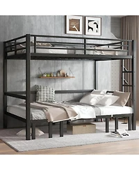 Streamdale Furniture Queen Over Queen Pull-Out Bunk Bed, Safety Rails, Black