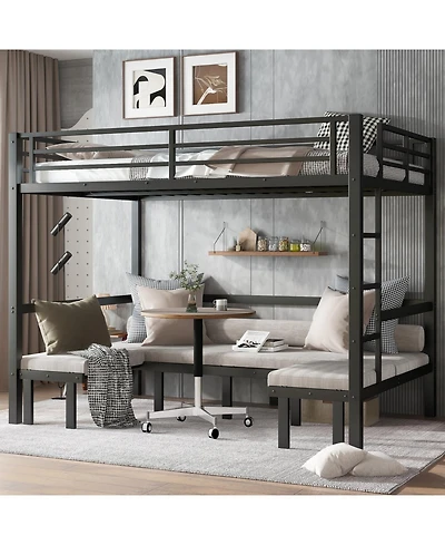 Streamdale Furniture Queen Over Queen Pull-Out Bunk Bed, Safety Rails, Black