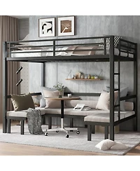 Streamdale Furniture Queen Over Queen Pull-Out Bunk Bed, Safety Rails, Black