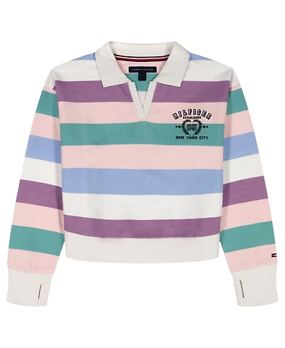 Tommy Hilfiger Girls' 7-16 Multi Stripe Johnny Collar Sweater