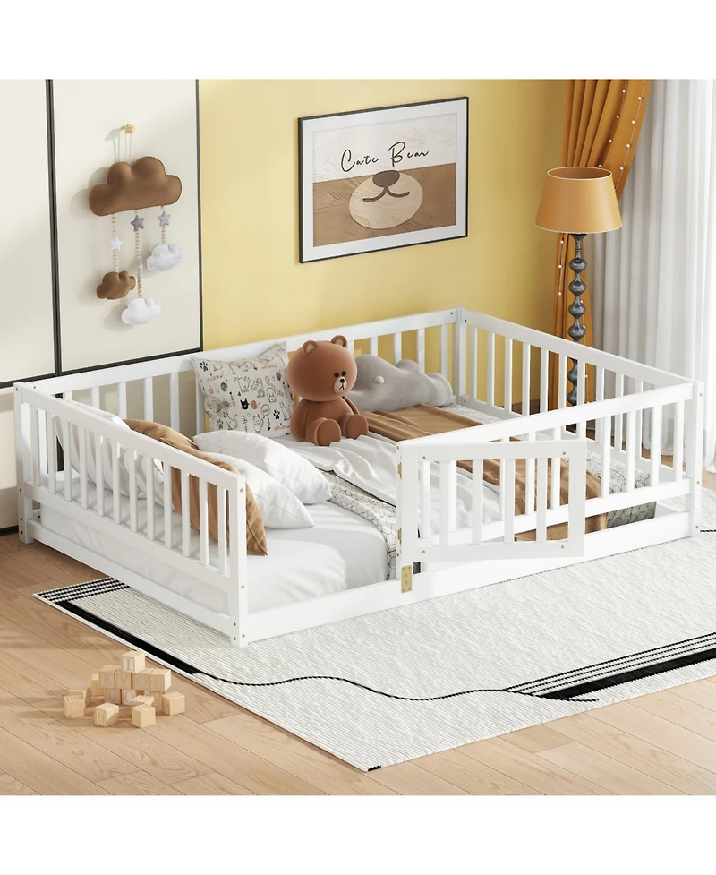 Streamdale Furniture Montessori Floor Bed with Fence & Door