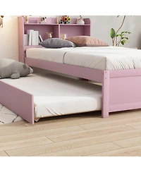 Streamdale Furniture Twin Wood Trundle & Bookcase Bed