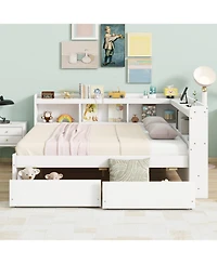 Streamdale Furniture L-Shaped Bookcase Bed with Power, Usb & Drawers