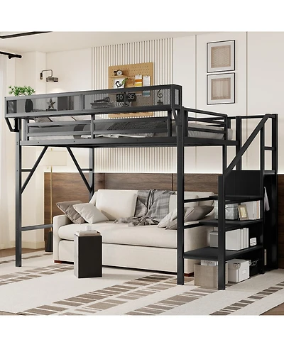 Streamdale Furniture Streamdale Twin Xl Loft Bed with Stairs & Storage Shelves