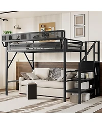 Streamdale Furniture Streamdale Twin Xl Loft Bed with Stairs & Storage Shelves