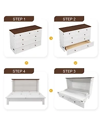 Streamdale Furniture Streamdale Solid Pine Murphy Bed Chest with Storage, Charging