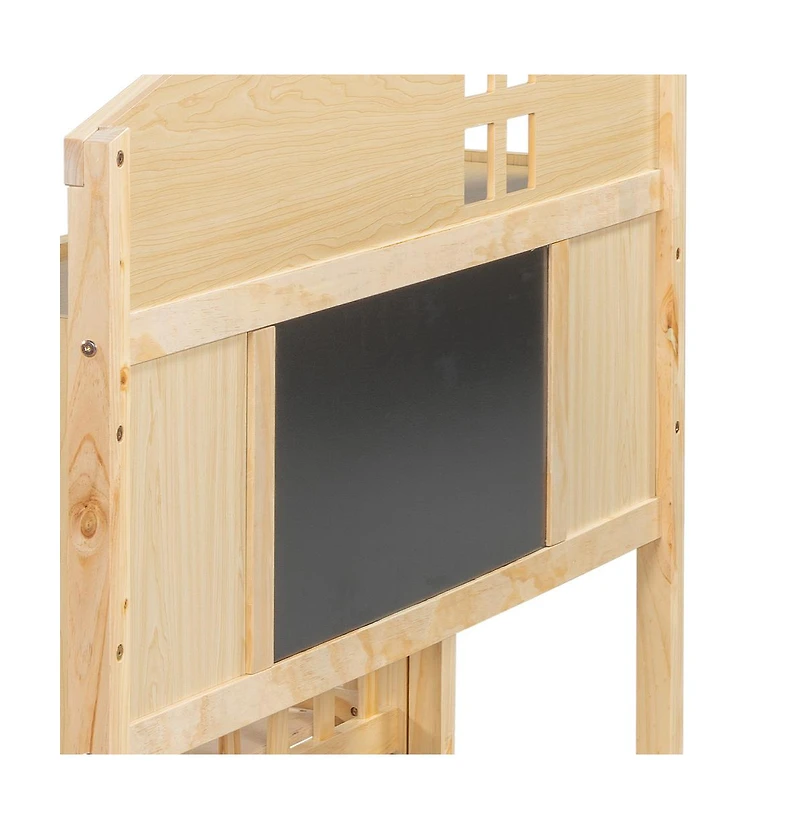 Streamdale Furniture Full-Size Floor Beds with Bookcases, Blackboard, Storage