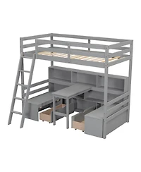 Streamdale Furniture Twin Loft Bed with Storage & Desk