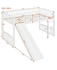 Streamdale Twin Size Wood Loft Bed with Slide and Ladder Bed