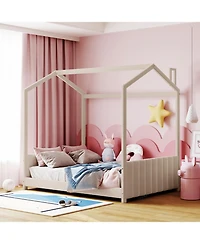 Streamdale Furniture Full Velvet House Bed Wood