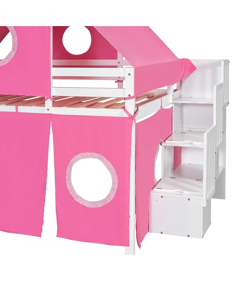 Streamdale Furniture Full Size Loft Bed with Tent and Tower
