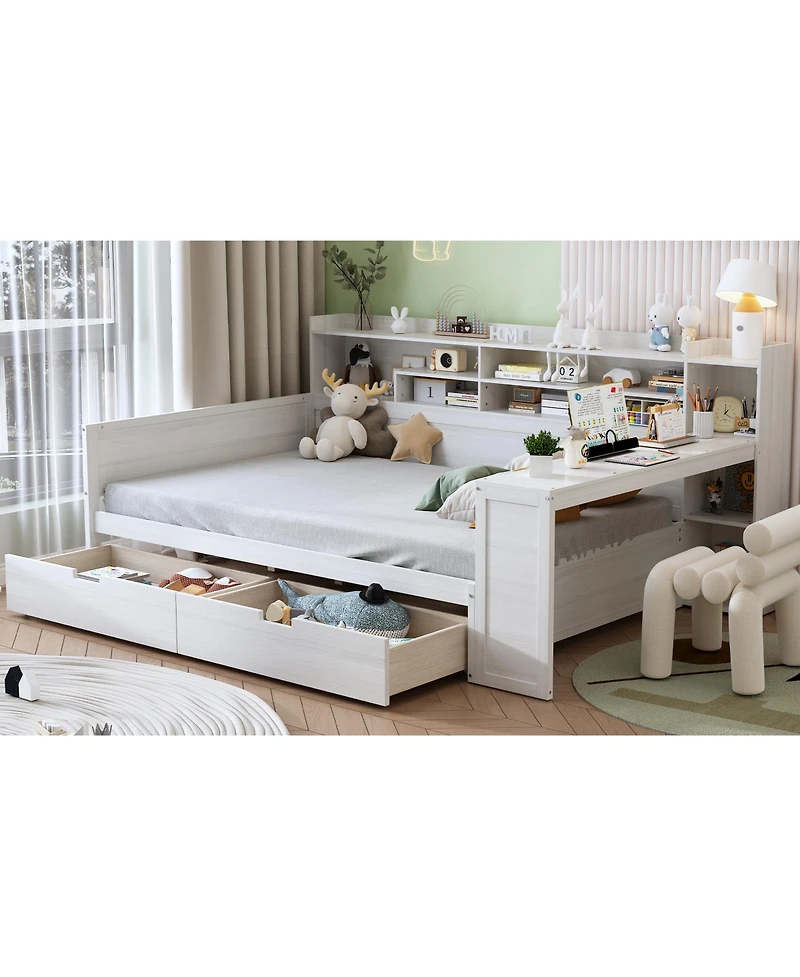 Streamdale Furniture Wooden Daybed with Storage & Desk