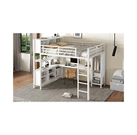 Streamdale Furniture Queen Loft Bed with Desk & Wardrobe