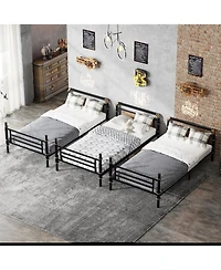 Streamdale Furniture Quad Bunk Bed, Heavy Duty Metal, Detachable Triple/Twin, Black
