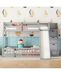 Streamdale Furniture Twin-Over-Full Bunk Bed with Slide and Storage