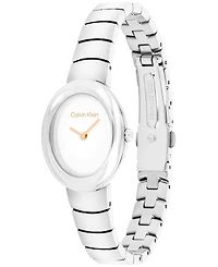 Calvin Klein Women's Twisted Bezel Silver Tone Stainless Steel Bracelet Watch, 24mm