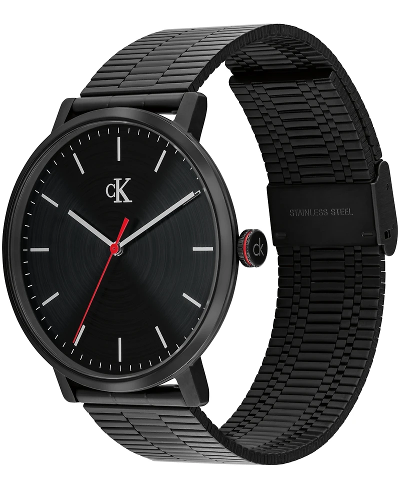 Calvin Klein Men's Real Ionic Plated Black Steel Mesh Bracelet Watch, 42mm