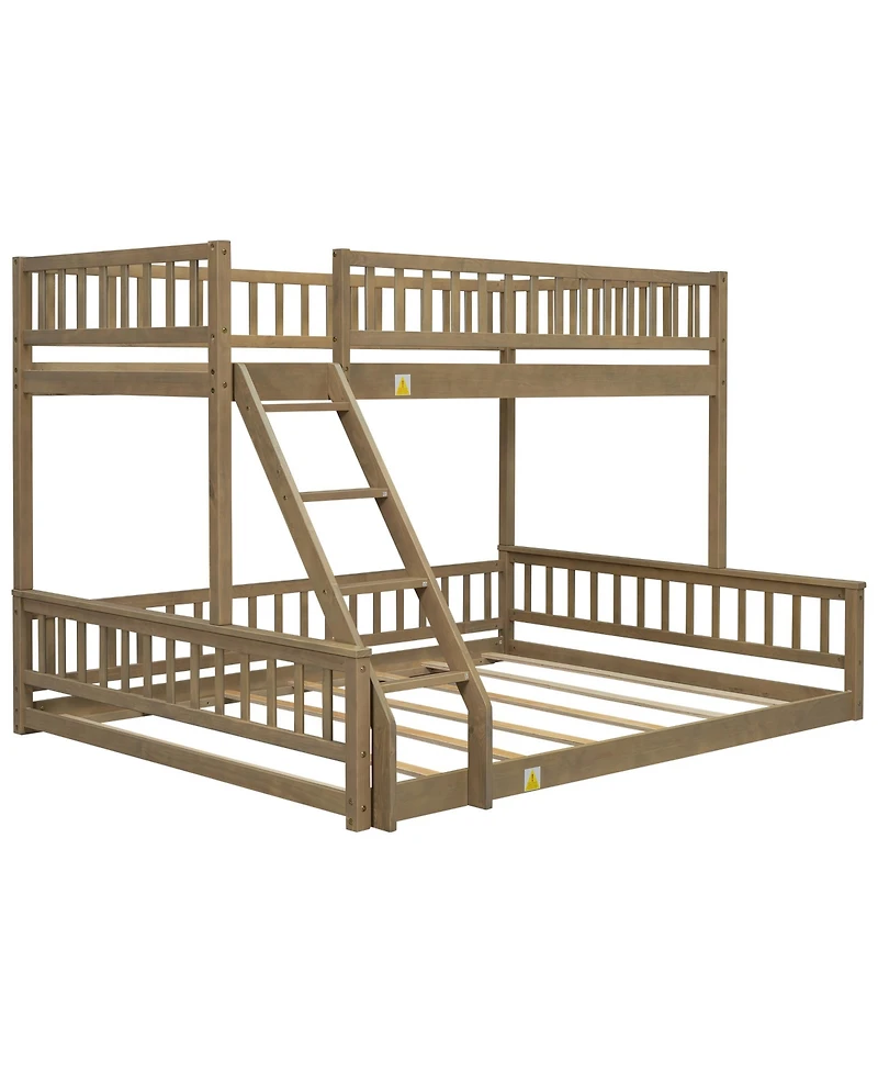 Streamdale Furniture Twin Xl over Queen Bunk Bed with Ladder and Guardrails