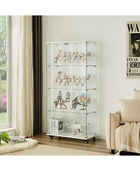 Streamdale Furniture + 4-Tier + Glass + Locks & Acrylic Shelves + Display Cabinet