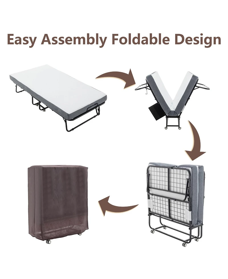Streamdale Furniture Foldable Guest Bed with Memory Foam Mattress and Storage Cover (Scot Size