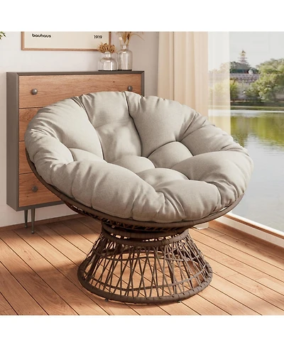 Streamdale Furniture Ergonomic Wicker Chair with Plush Cushion, Durable Cover, Sturdy Frame, Smooth Swivel