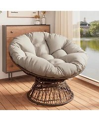 Streamdale Furniture Ergonomic Wicker Chair with Plush Cushion, Durable Cover, Sturdy Frame, Smooth Swivel