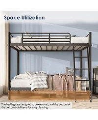 Streamdale Furniture Metal Bunk Bed, Twin Over Twin Size