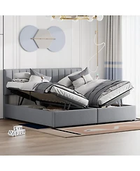 Streamdale Furniture King Upholstered Platform Bed with a Hydraulic Storage System