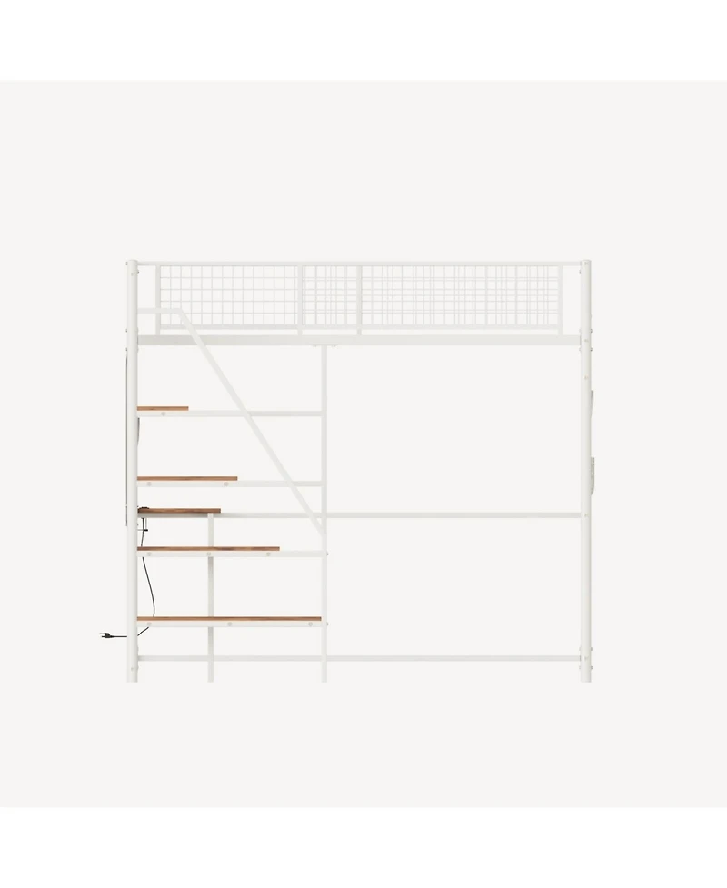 Streamdale Furniture Twin sized loft metal bed with for bedroom and dormitory