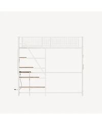 Streamdale Furniture Twin sized loft metal bed with for bedroom and dormitory