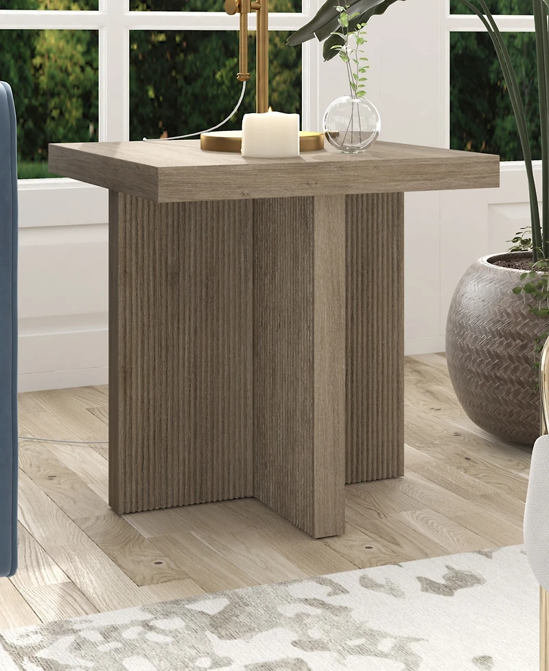 Hudson & Canal Boden 22" Wide Square Fluted Side Table