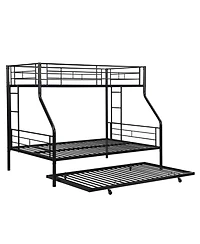 Streamdale Furniture Twin Over Full with trundle Metal Bunk Bed, No Box Spring Needed, Easy Assemble