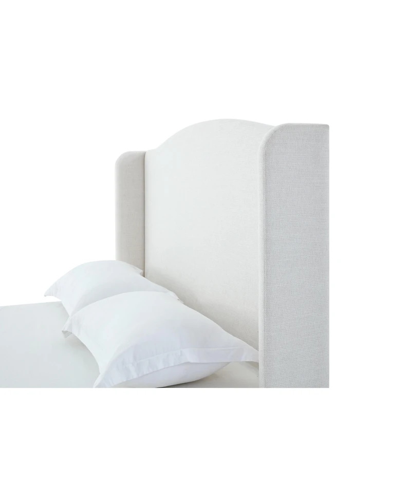 Streamdale Furniture Hannah Queen Wingback Bed, Ivory Textured Chenille, Tall 54" Headboard, No Box Spring Required
