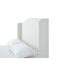 Streamdale Furniture Hannah Queen Wingback Bed, Ivory Textured Chenille, Tall 54" Headboard, No Box Spring Required