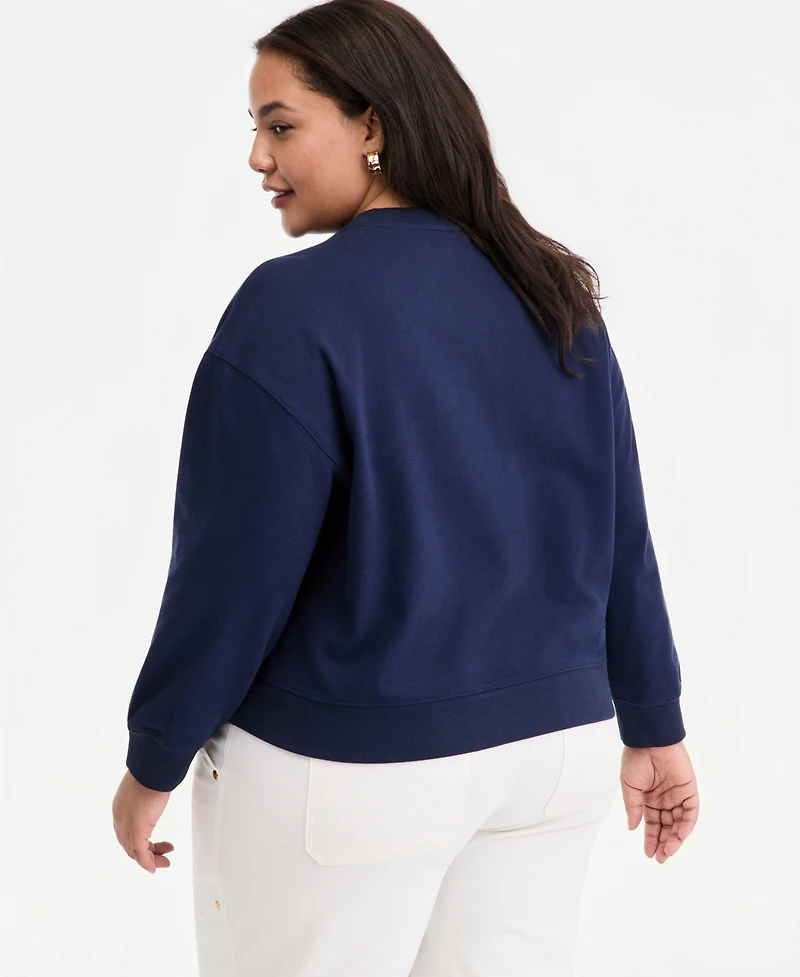On 34th Trendy Plus Ribbon-Trim Crewneck Sweatshirt, Macy's Exclusive