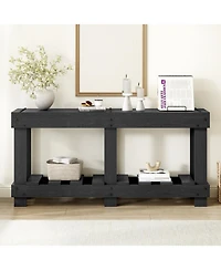 Streamdale Furniture 62.9" Fir Wood Console Table with Shelf & Metal Rivets