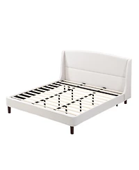 Streamdale Furniture King Size Bed Frame Upholstered Platform Bed with Wingback Headboard