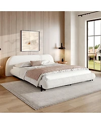 Streamdale Furniture Upholstered Bed Frame with Boucle Fabric and Steel Legs