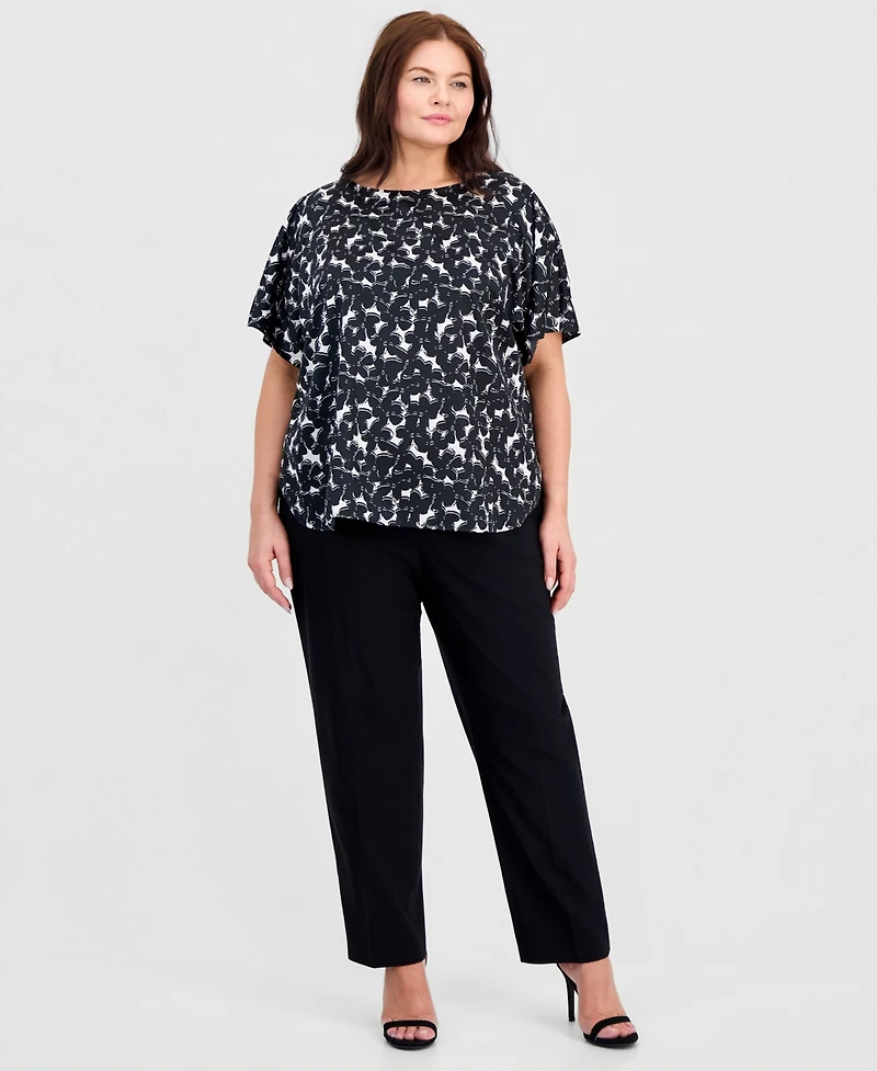 Anne Klein Plus Boat-Neck Short-Sleeve Top