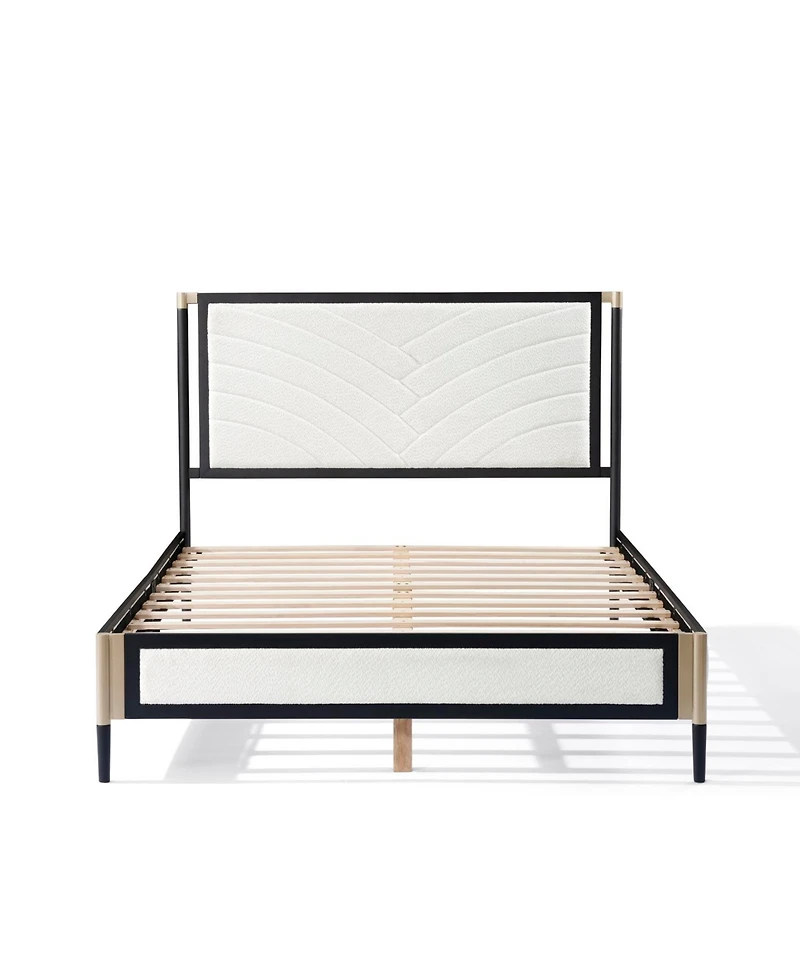 Streamdale Furniture Queen Bed with Boucle fabric Headboard Frame