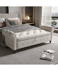 Streamdale Furniture 63" Bed Bench Beige Fabric