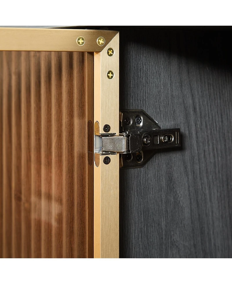 Streamdale Furniture 64" Wavy Tv Cabinet with Tempered Glass Door