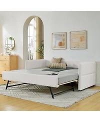 Streamdale Furniture Beige Boucle Daybed with Trundle