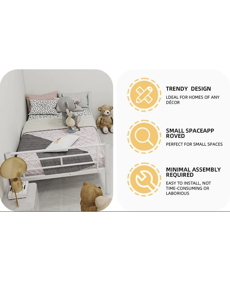 Streamdale Furniture Twin Over Twin Metal Bunk Bed with Ladders & Guardrail