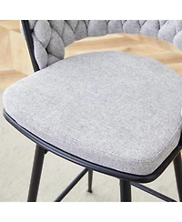 Streamdale Furniture Swivel Bar Stools - Light Gray Linen & Black Iron (Set of 2)