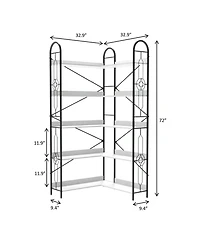 Streamdale Furniture 5-Tier Industrial Corner Bookshelf