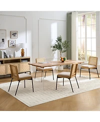 Streamdale Furniture Mid-Century Linen Dining Chairs Rattan Back (Set of 2)