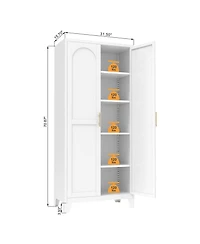 Streamdale Furniture 71" Metal Storage Cabinet with Doors & Adjustable Shelves (White)