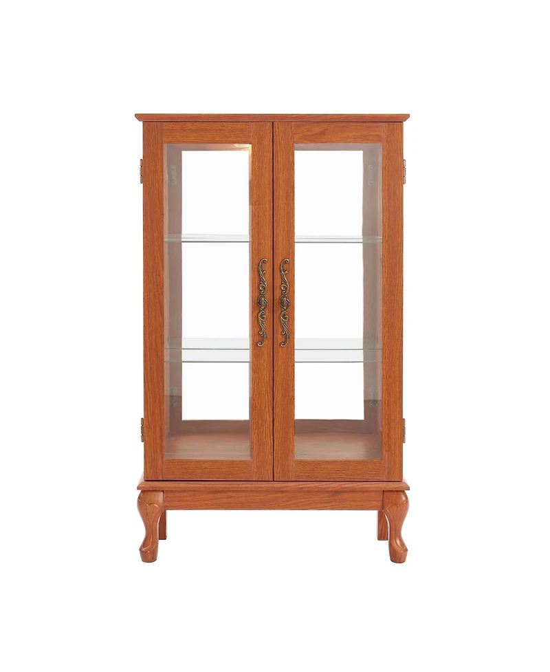 Streamdale Furniture Dark Oak Curio Cabinet with Glass Doors & Adjustable Shelves